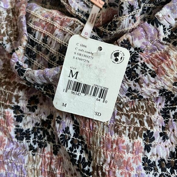 Free People NWT Smocked Puff Sleeve Top - Picture 5 of 7